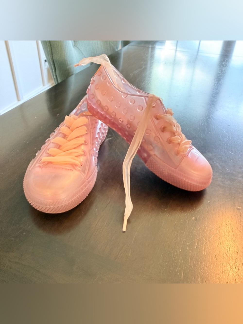 Mini Melissa Pink Jelly Lace-Up Sneakers